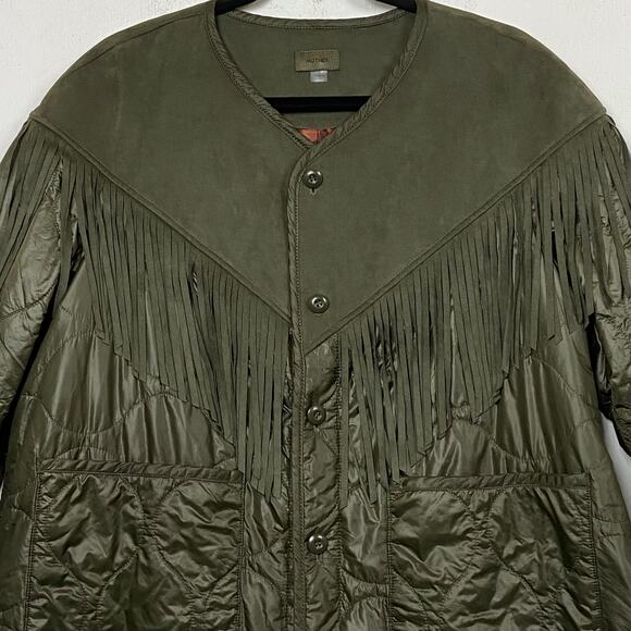 MOTHER The Tip Off Fringed Faux Suede Quilted Shell Jacket Size XS NWOT - Picture 5 of 16